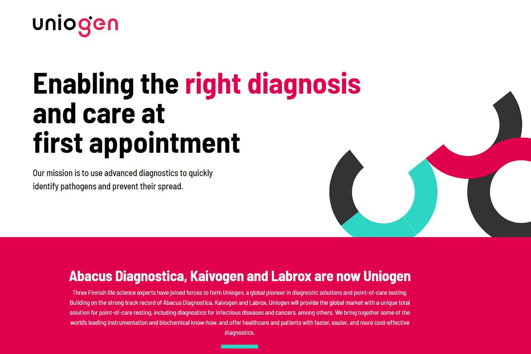 Diagnostics pioneers Abacus Diagnostica, Kaivogen and Labrox are now together Uniogen