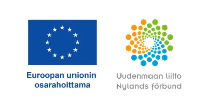 Logos of the European Union co-funding program and the Helsinki-Uusimaa Regional Council displayed side by side.